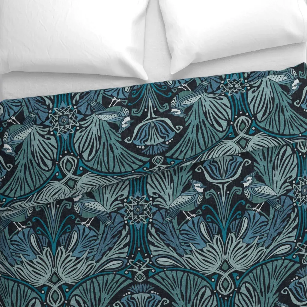 Jane Jardin Nouveau Bird Duvet Cover alternate view