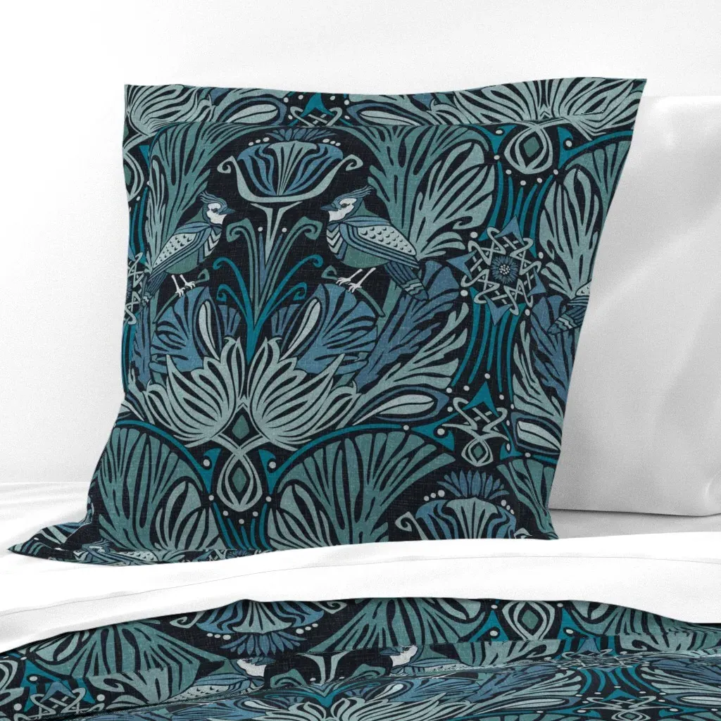 Jane Jardin Nouveau Bird Garden Euro Pillow Sham - Wintry Blues product