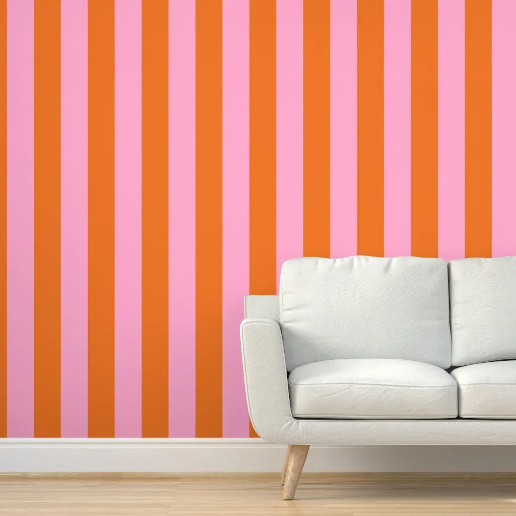 Janette Bold Awning Candy Stripe Peel and Stick Wallpaper - Pink product