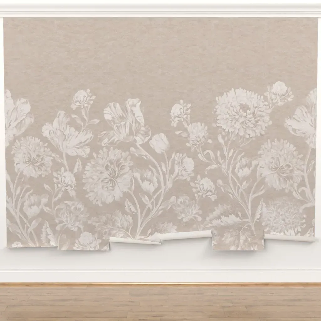 Jans Dutch Baroque Flowers Peel and Stick Wall Mural - Beige product