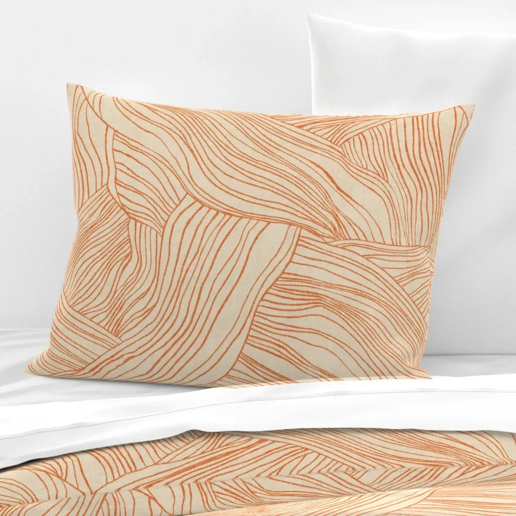 Japandi Abstract Lines Standard Knife Edge Pillow - Burnt Orange, Cotton Sateen product
