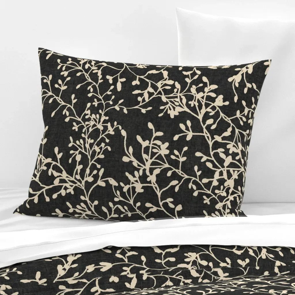 Japandi Branch Silhouettes Standard Pillow Sham - Beige, Cotton Sateen product