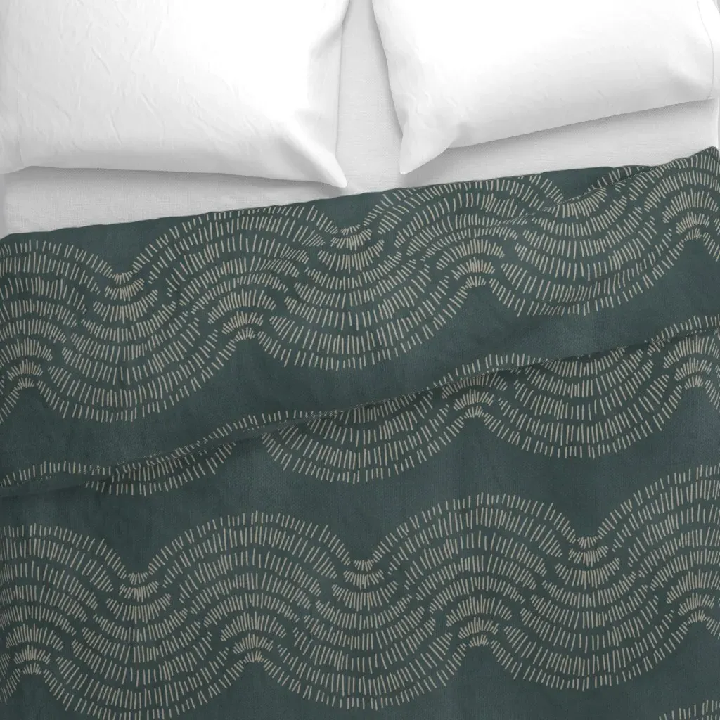 Japandi Farmhouse Duvet Cover - Teal alternate view