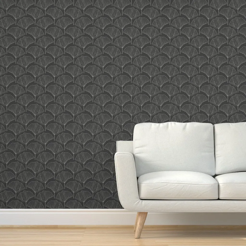 Japandi Farmhouse Ginkgo Scallop Peel and Stick Wallpaper - Black and White product