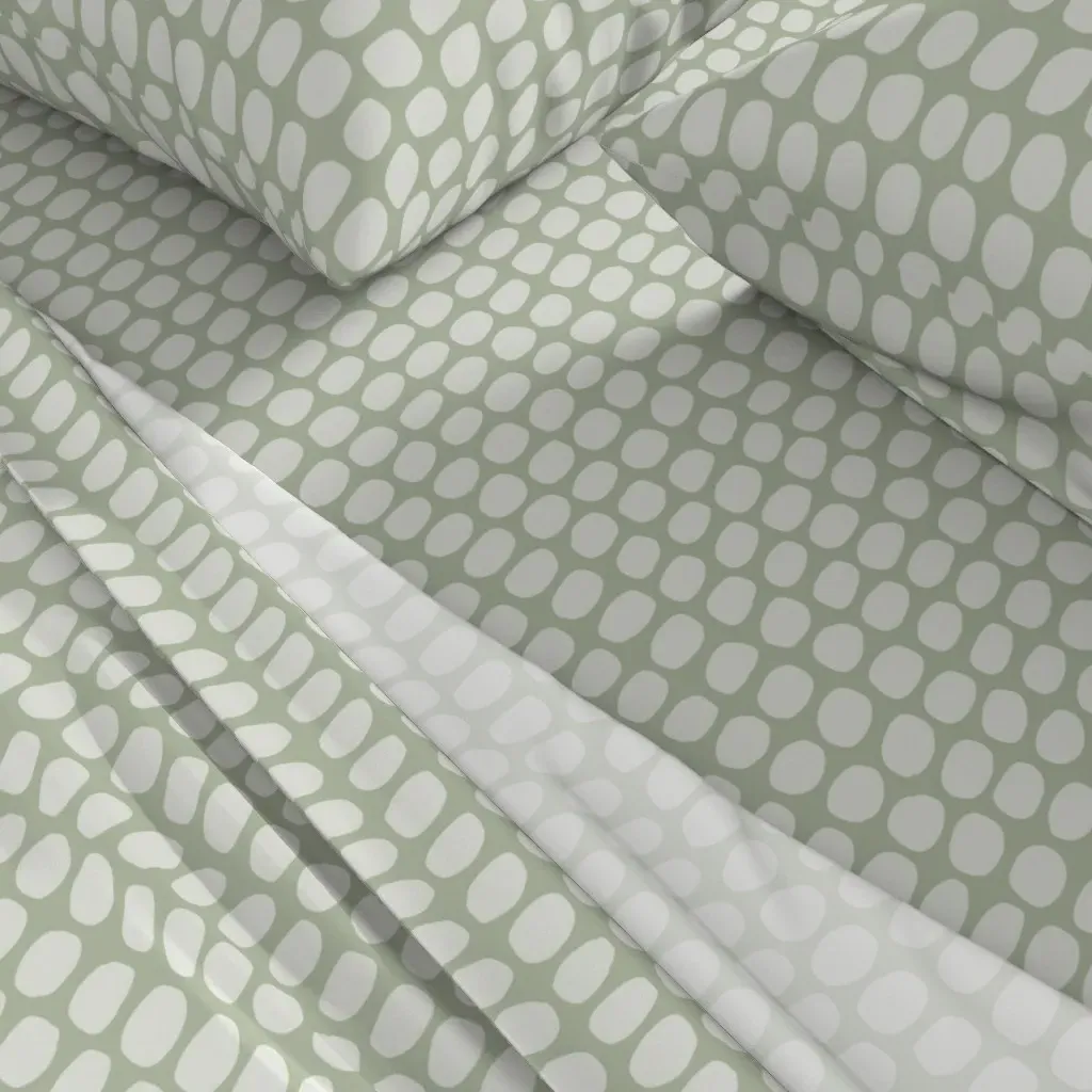 Japandi Farmhouse Organic Brushstrokes King Sheet Set - Sage Green alternate view