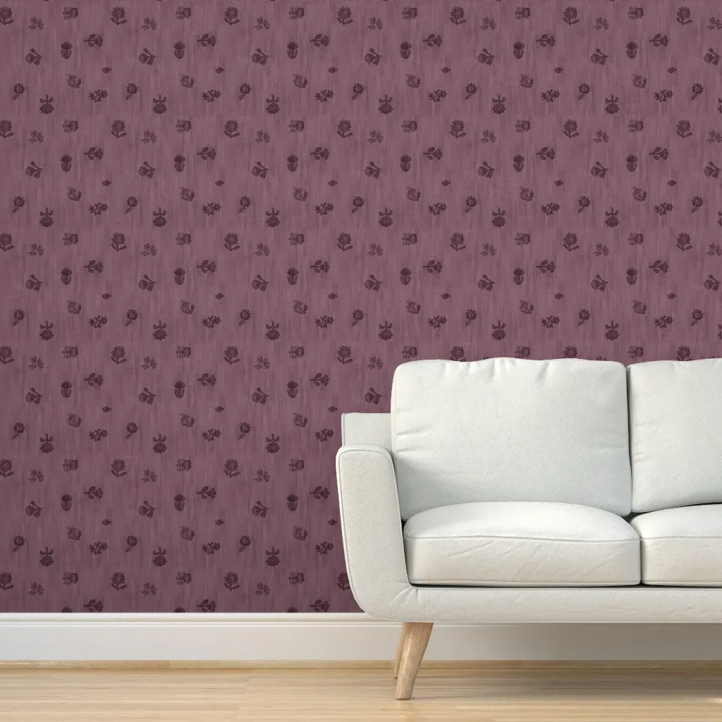 Japandi Flowers Peel and Stick Wallpaper - Dusty Rose product