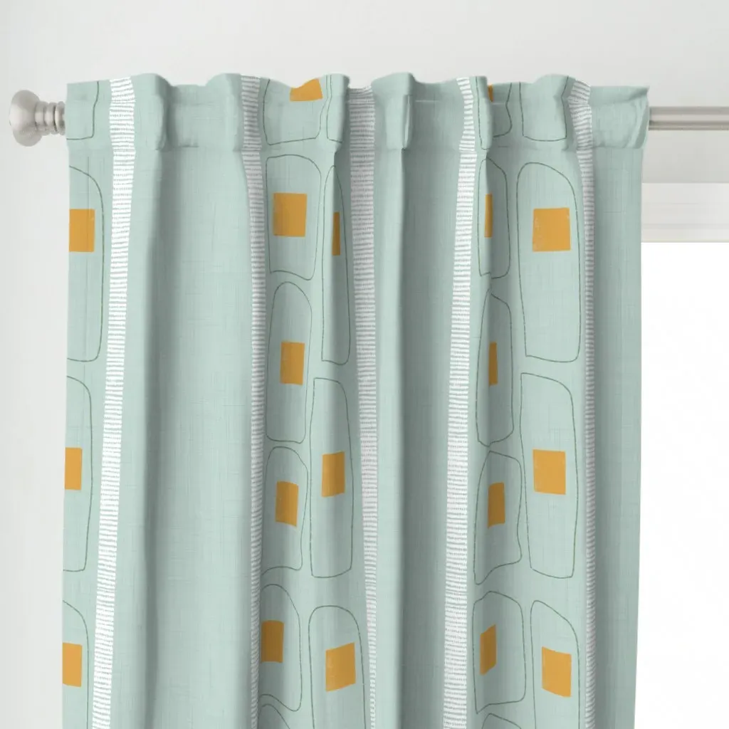Japandi Frame Lines Soft Curtain Panel - Light Teal alternate view
