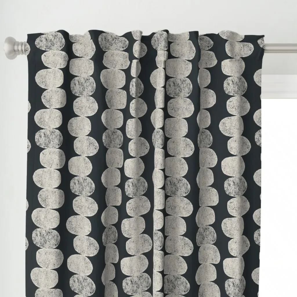 Japandi Hand Stamped Curtain Panel - Off-White alternate view