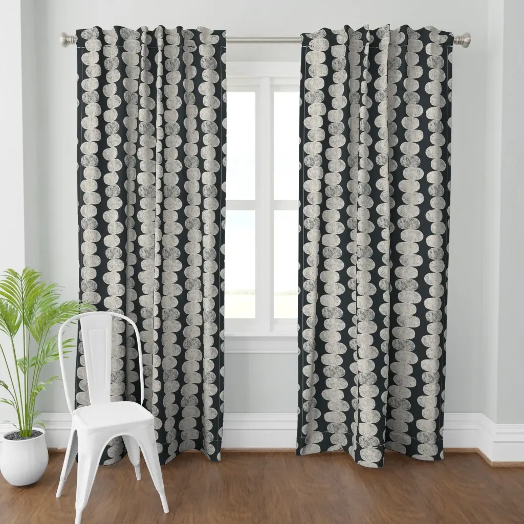 Japandi Hand Stamped Curtain Panel - Off-White product