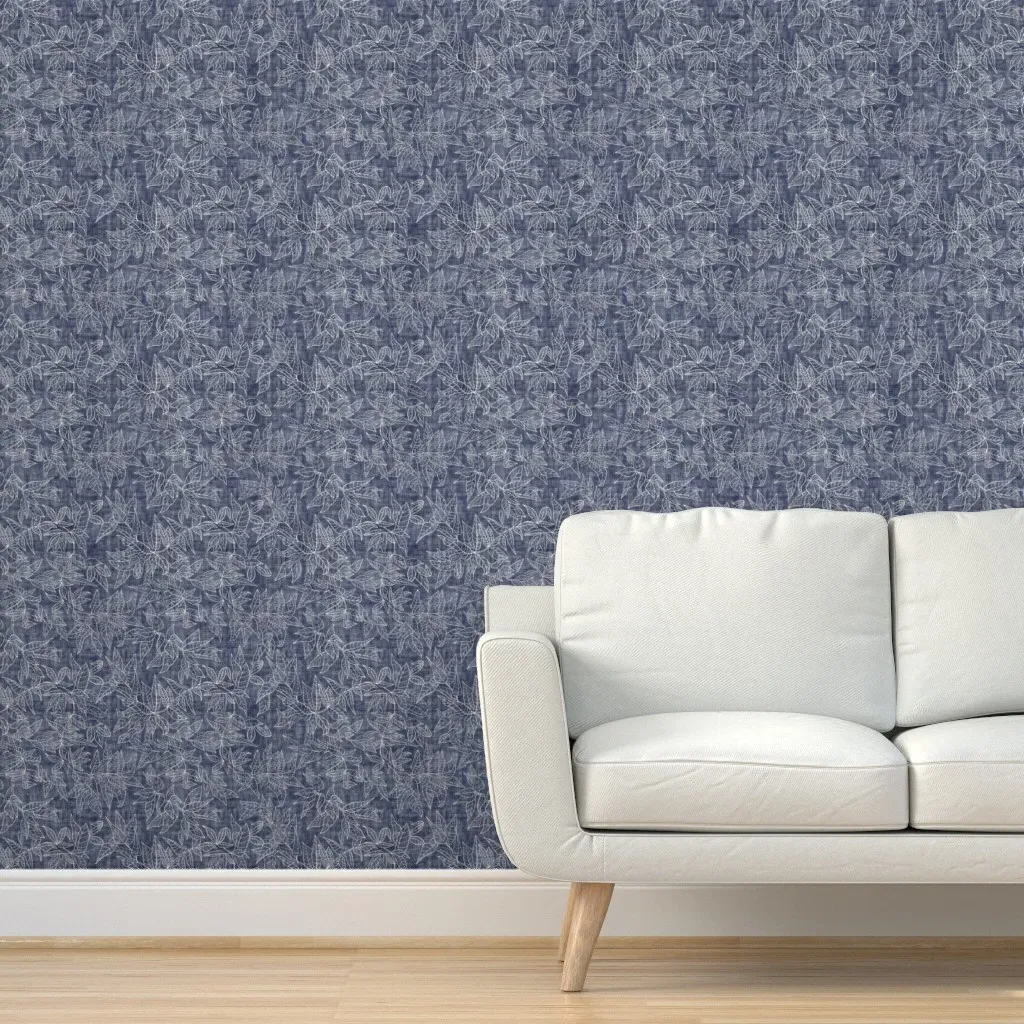 Japandi Leaves Peel and Stick Wallpaper - Indigo product