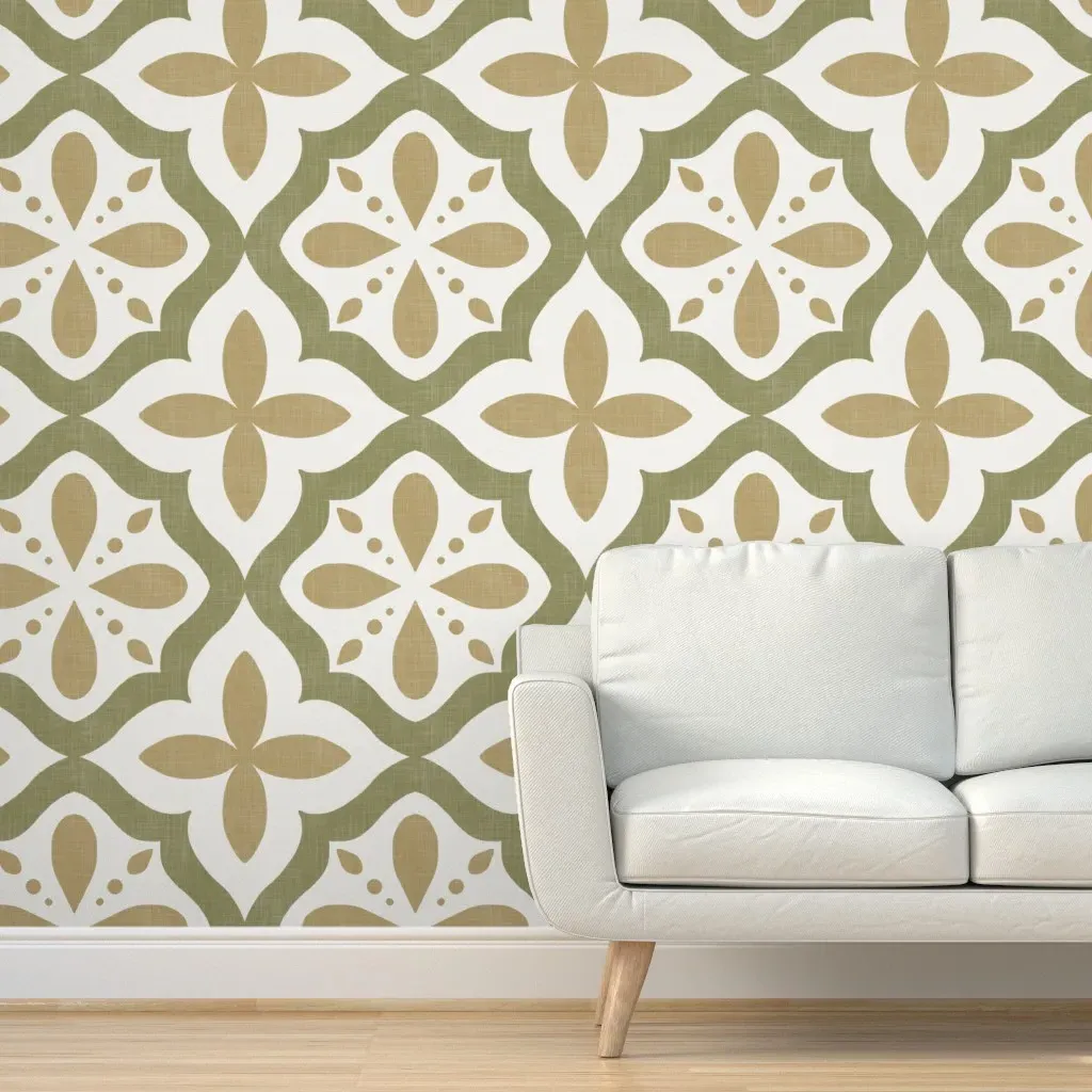 Japandi Mosaic Tile Peel and Stick Wallpaper - Olive Green, Taupe product