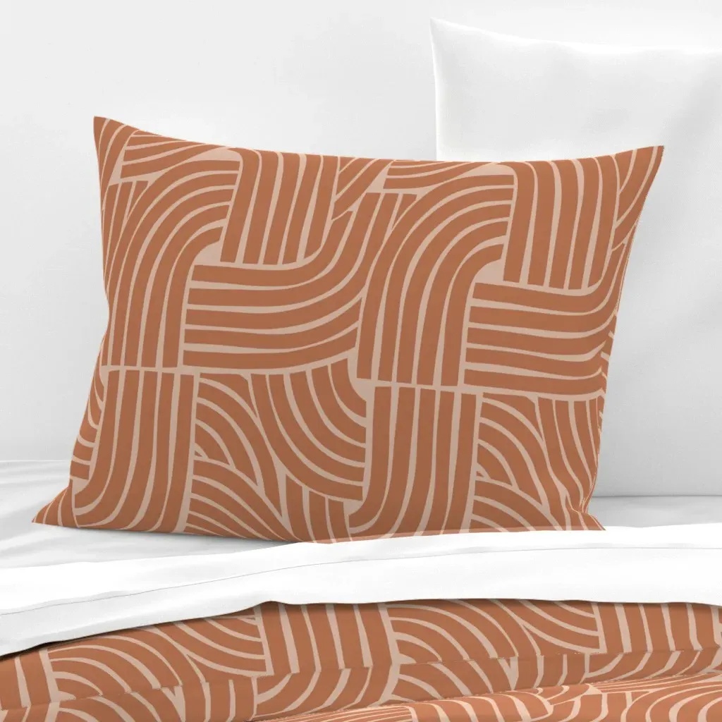 Japandi Organic Curves Standard Pillow Cover - Burnt Sienna, Cotton Sateen product