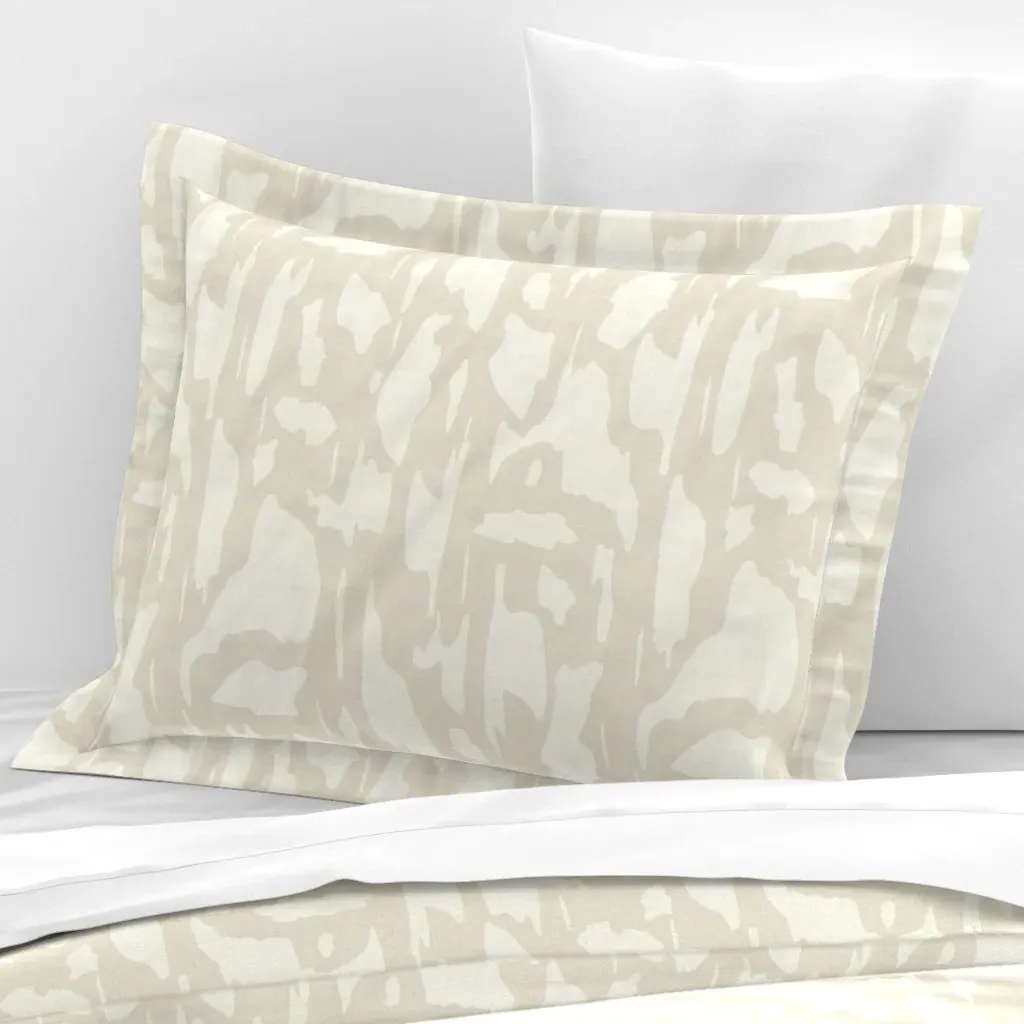 Japandi Painterly Wall Standard Flanged Cushion - Beige, Cotton Sateen product