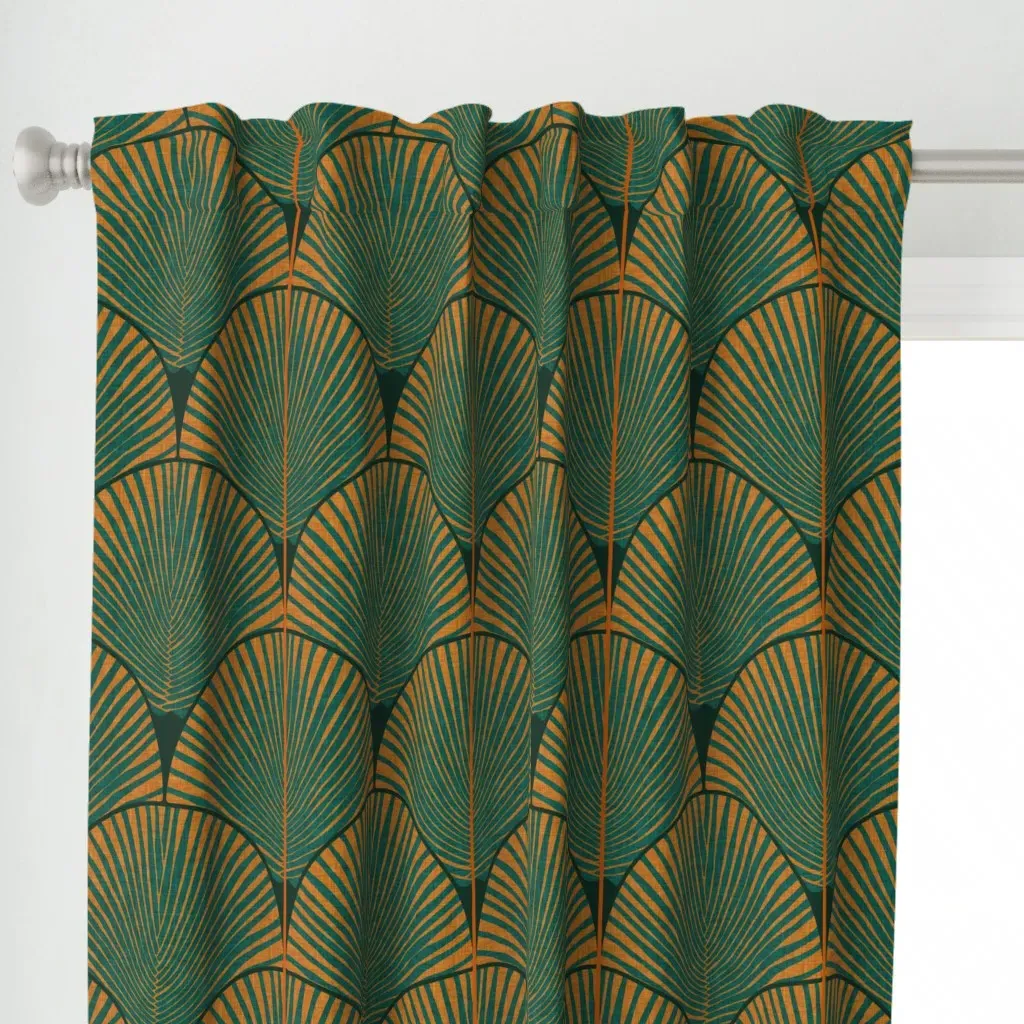 Japandi Palms Curtain Panel - Teal alternate view