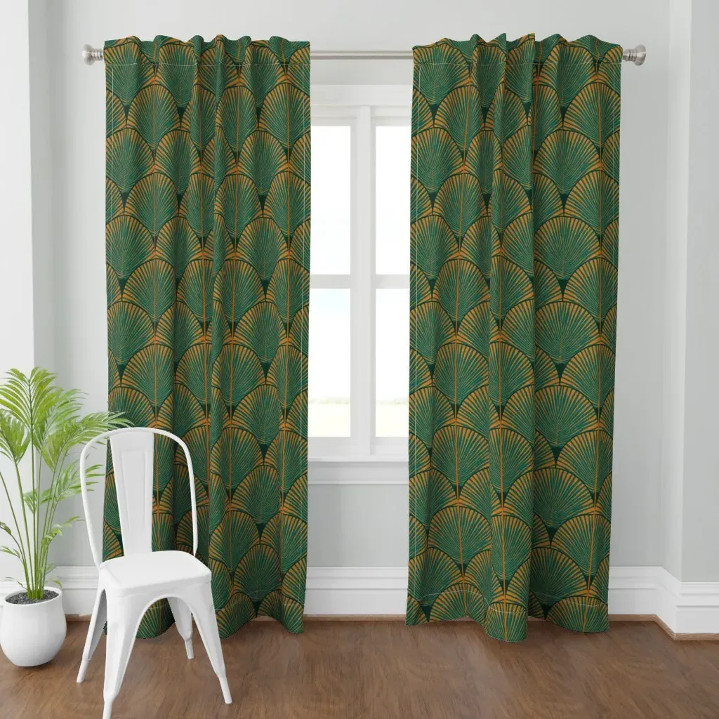 Japandi Palms Curtain Panel - Teal product
