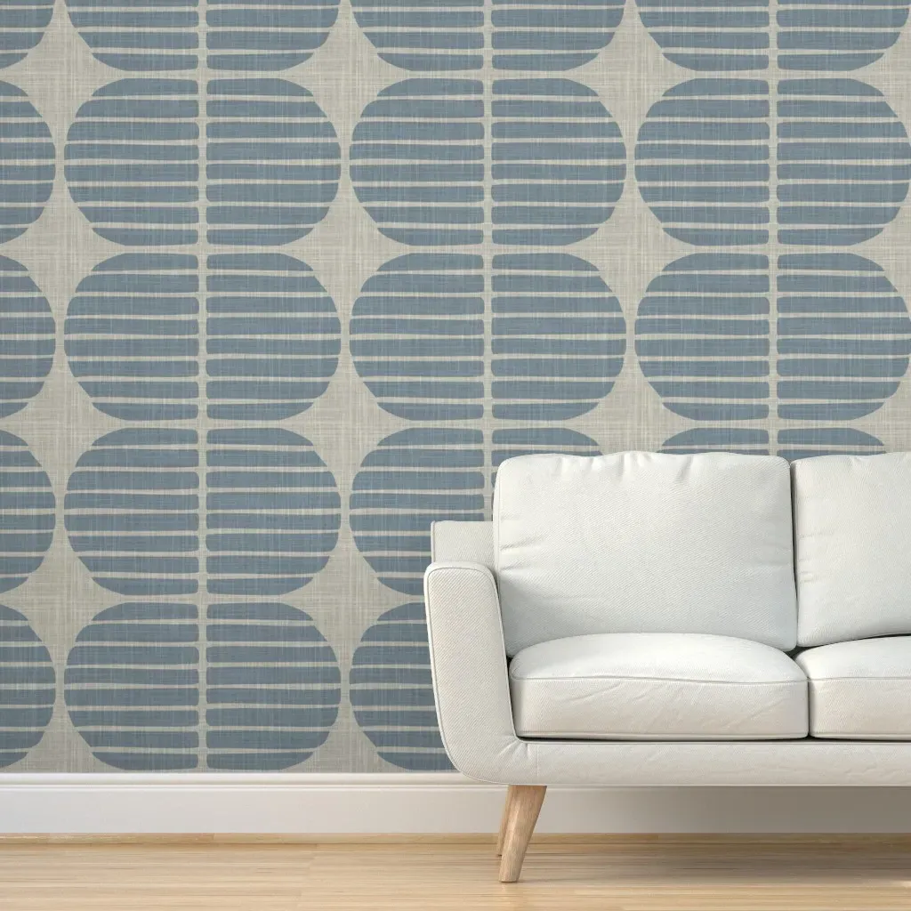 Japandi Striped Capsule Peel and Stick Wallpaper - Dusty Blue product