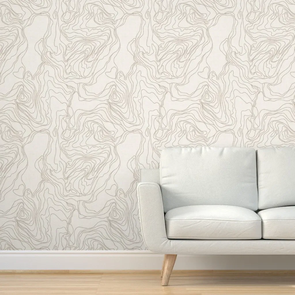 Japandi Topographic Line Peel and Stick Wallpaper - Taupe product