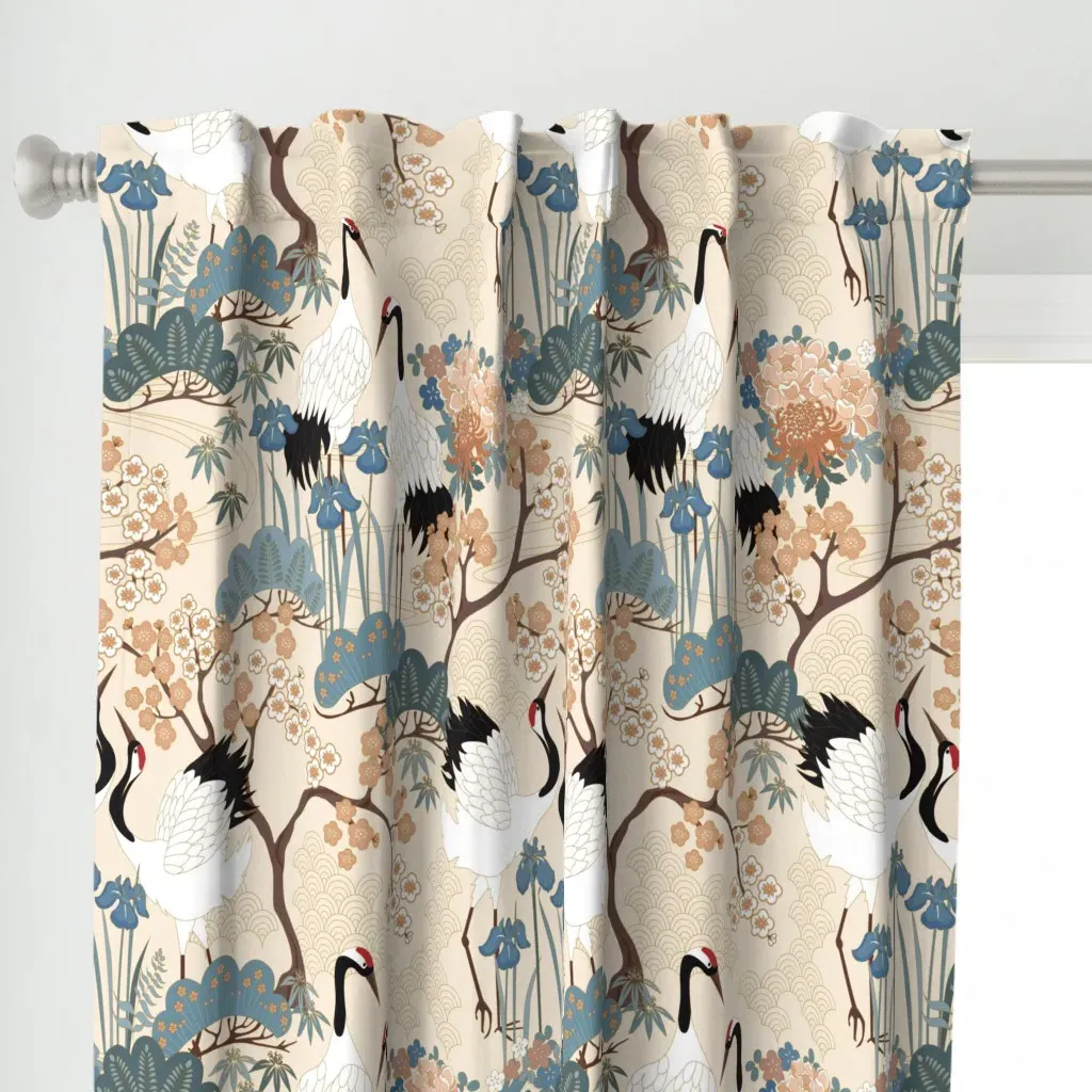 Japanese Garden 24 Curtain Panel - Beige alternate view