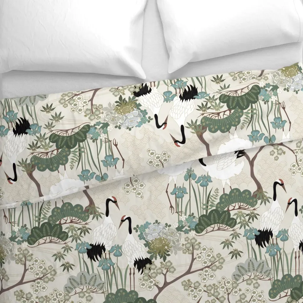 Japanese Garden Alabaster Duvet Cover - White alternate view