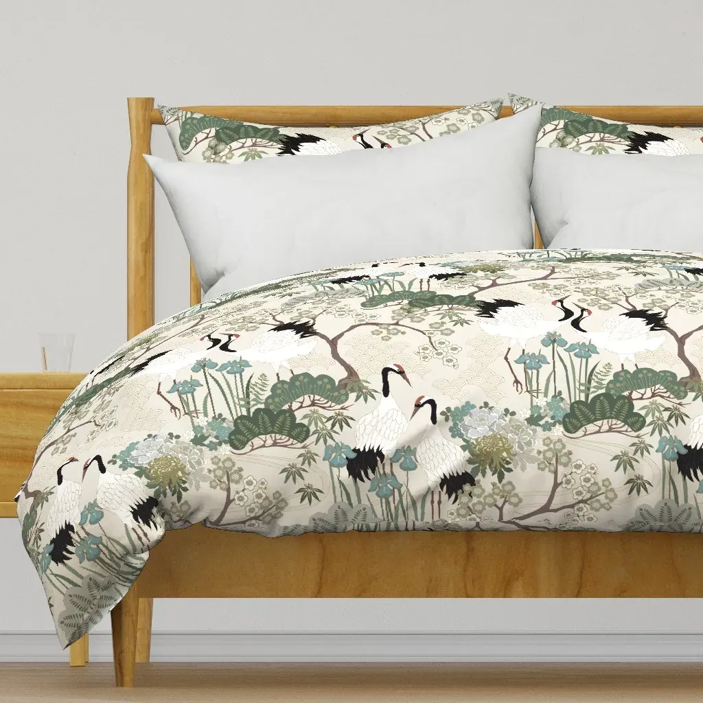 Japanese Garden Alabaster Duvet Cover - White product