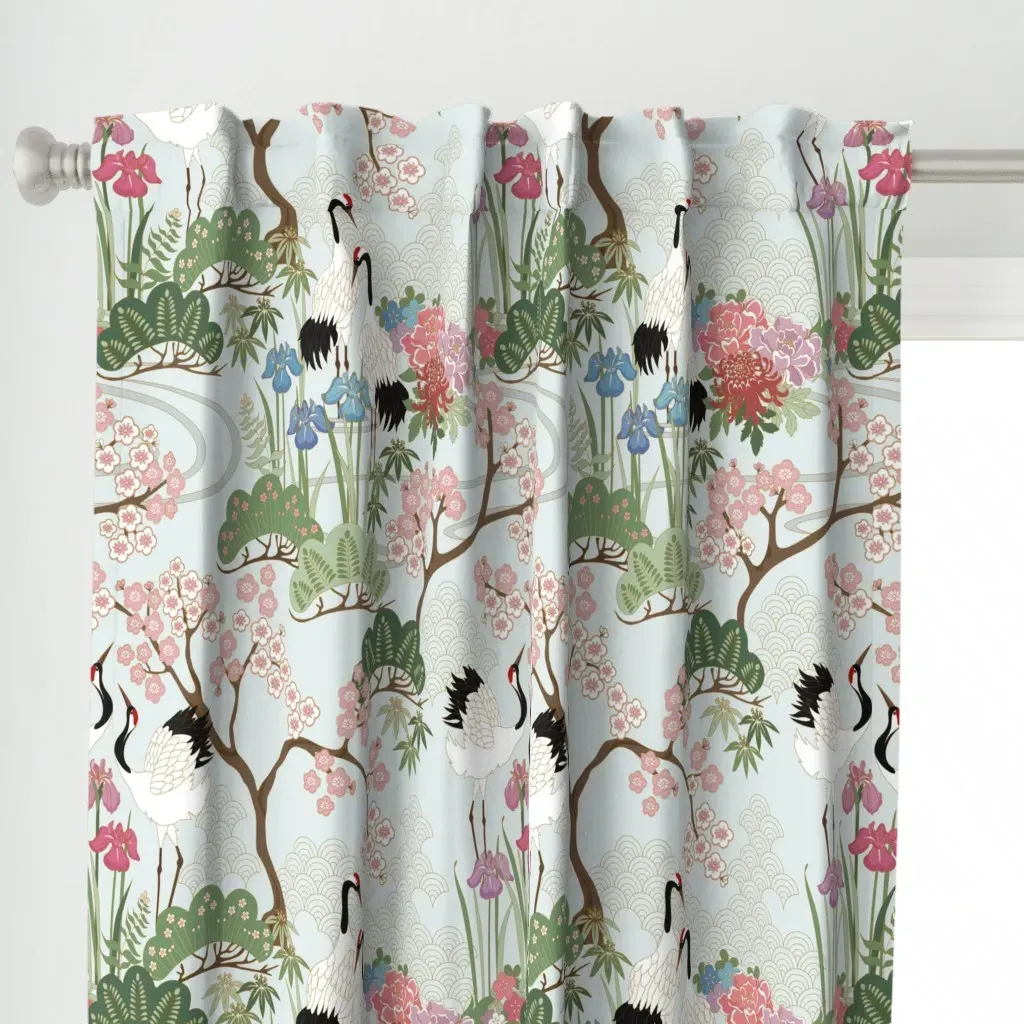 Japanese Garden Chantilly Curtain Panel - White alternate view