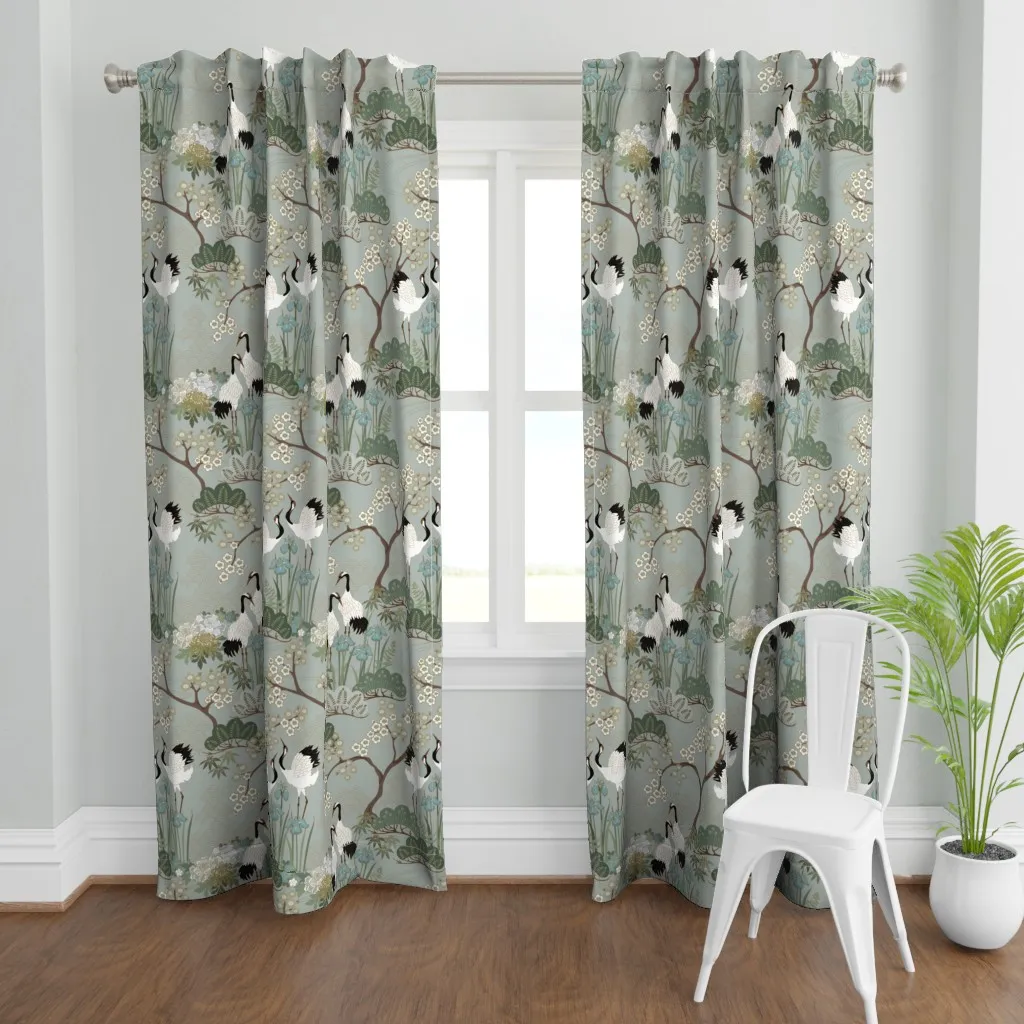 Japanese Garden Curtain Panel - Sage Green product