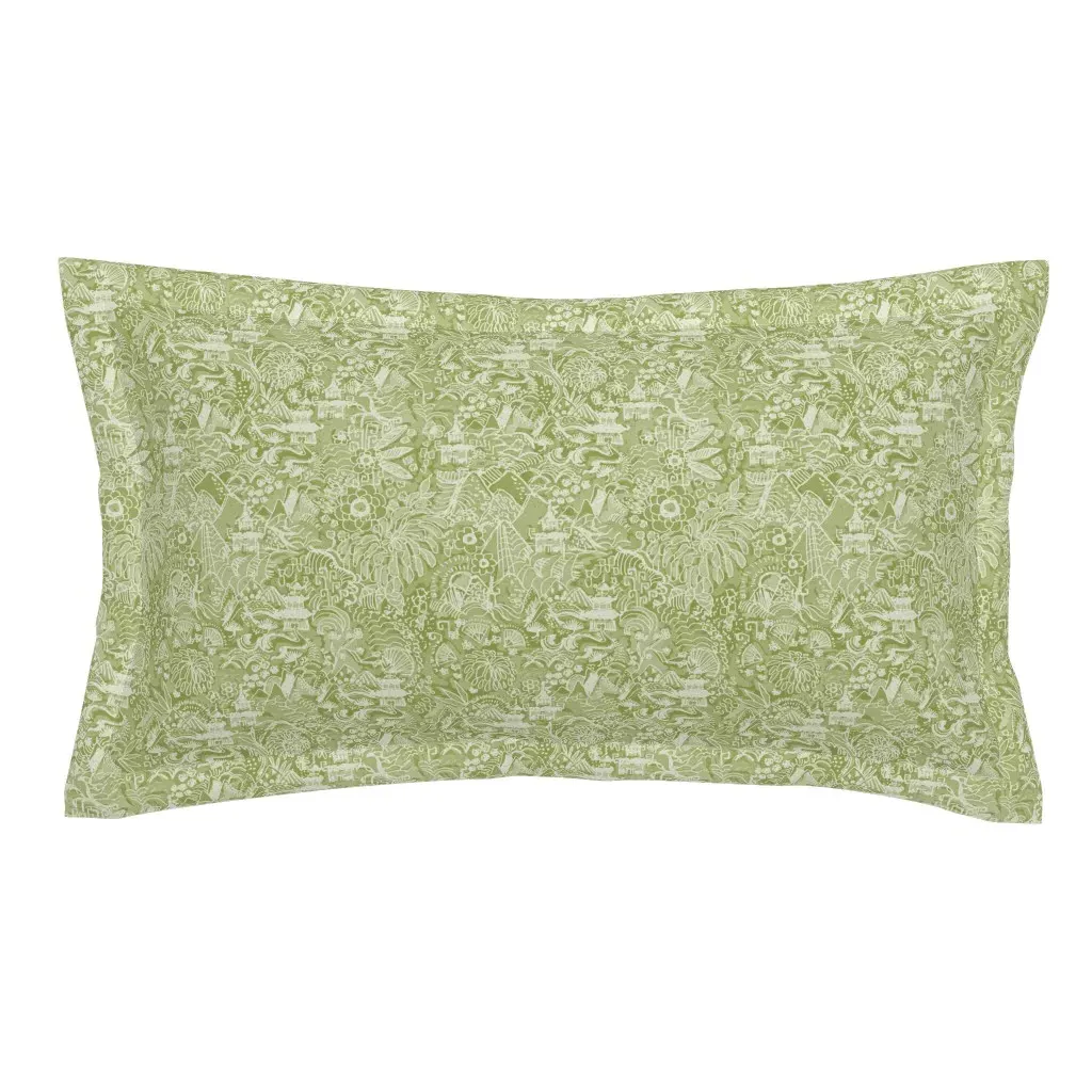 Japanese Garden King Pillow Sham - Olive Green product