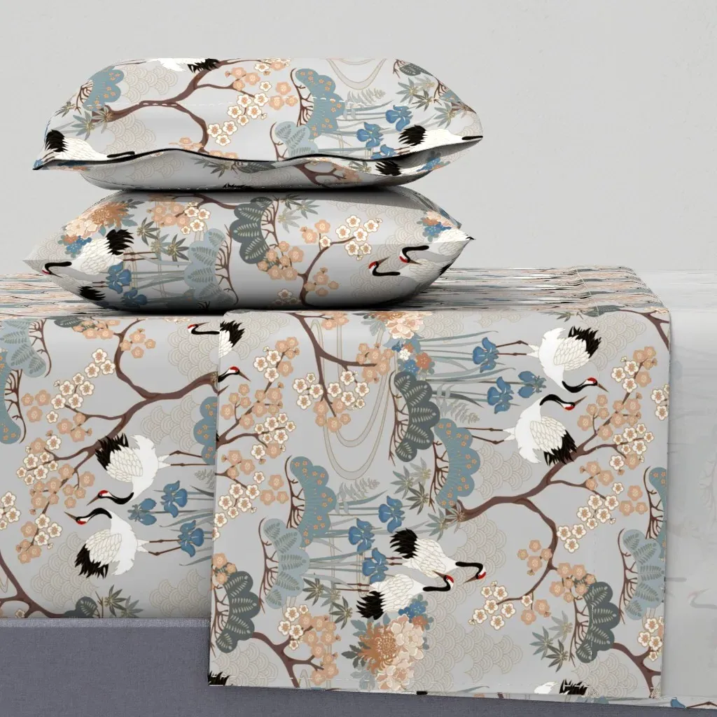 Japanese Garden King Sheet Set - White product