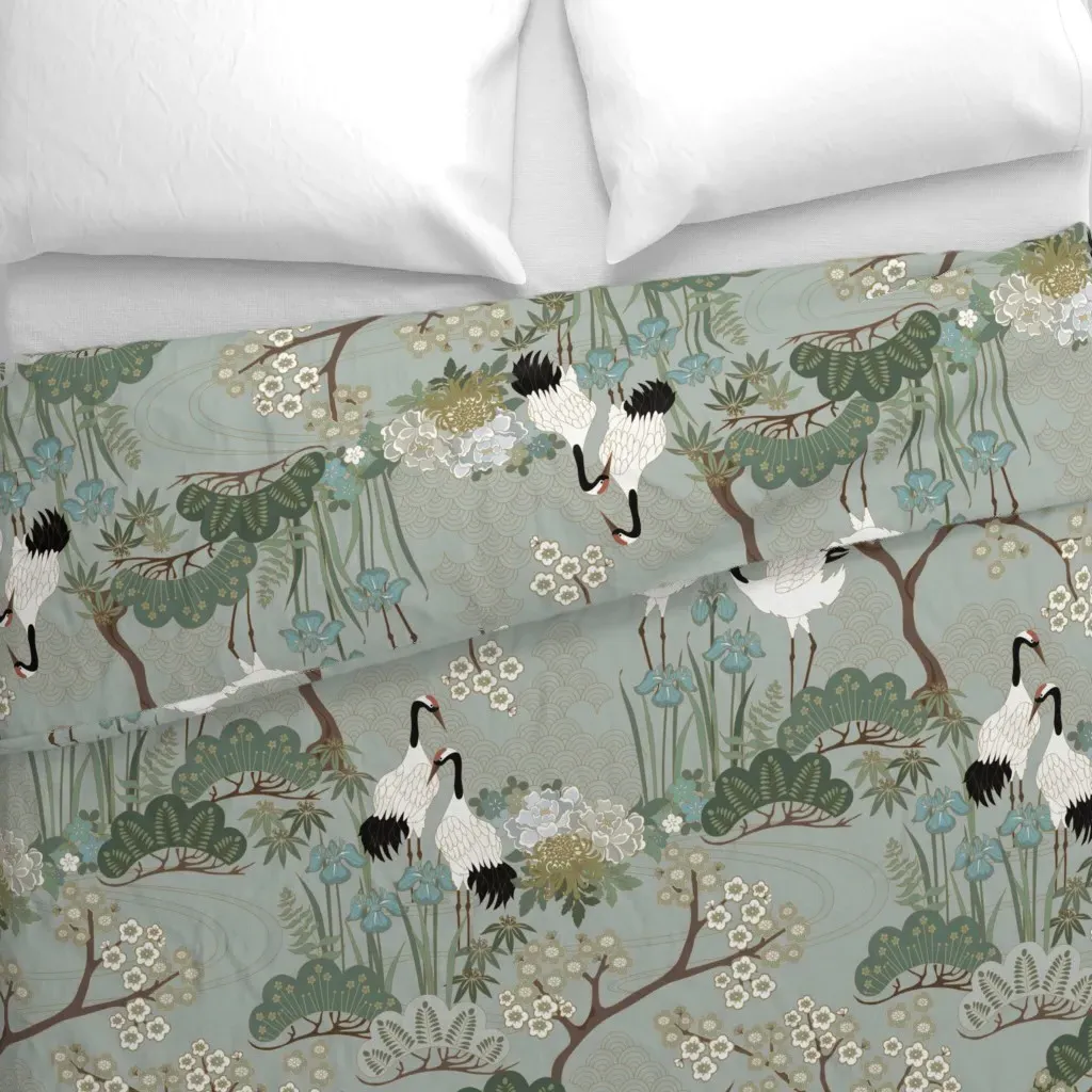 Japanese Garden Sage 24 Inch Duvet Cover - White alternate view