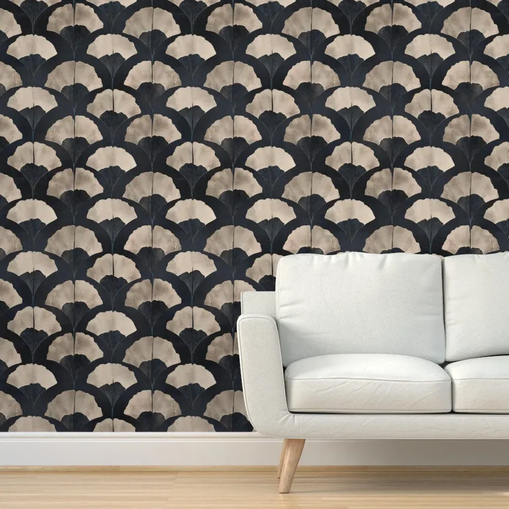 Japanese Ginkgo Batik Peel and Stick Wallpaper - Beige product