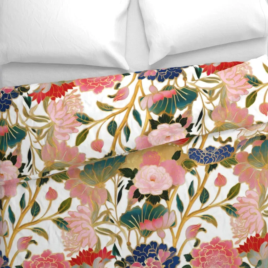 Japanese Peony & Lotus Duvet Cover - Pink alternate view