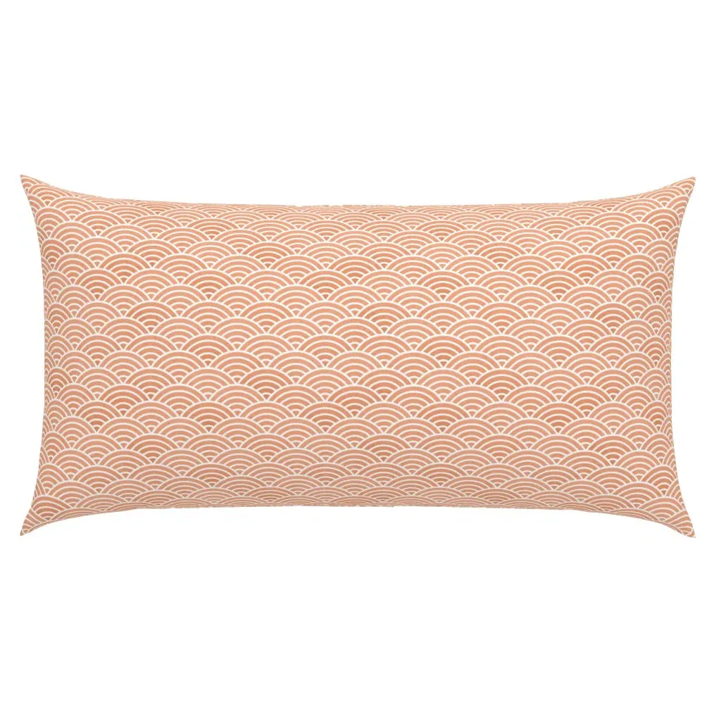 Japanese Rainbow Arches Seigaiha King Pillow Sham - Coral, Linen product