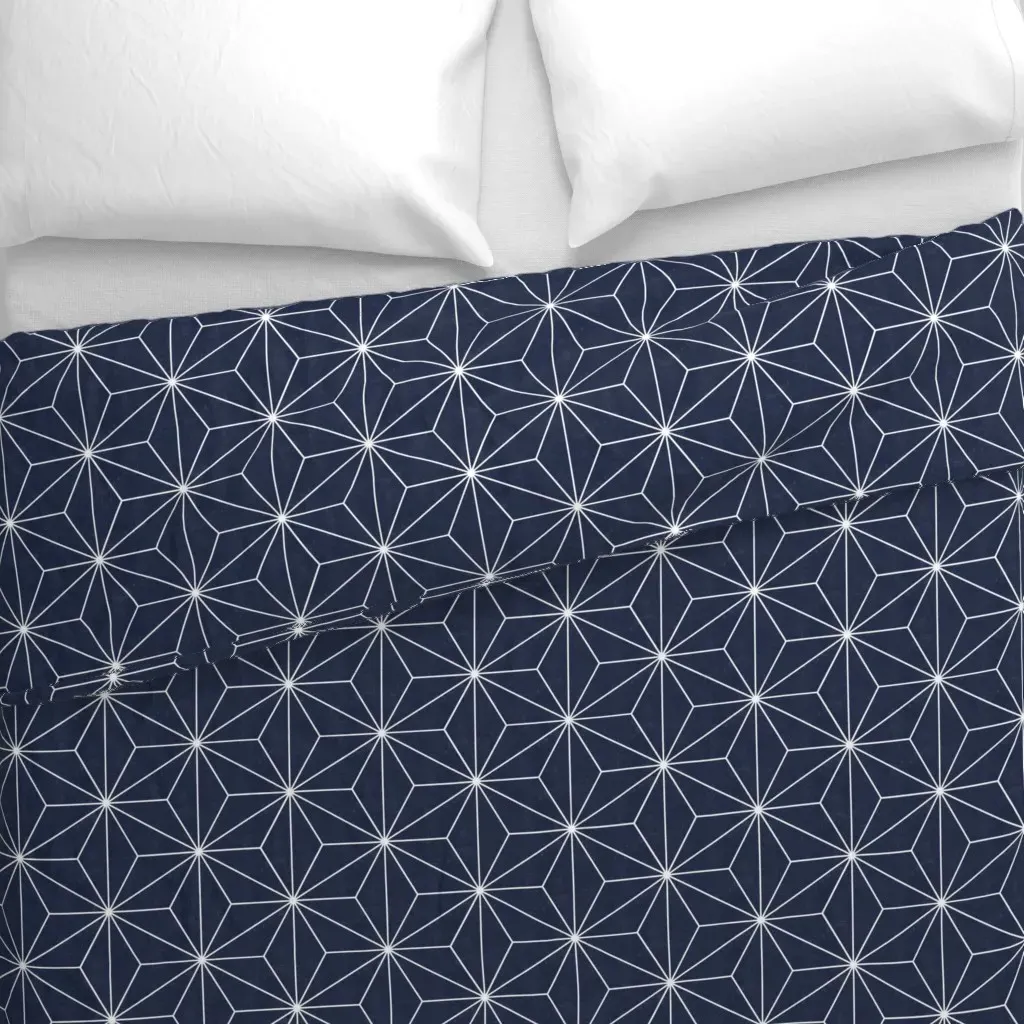 Japanese Stars Duvet Cover - Navy Blue alternate view