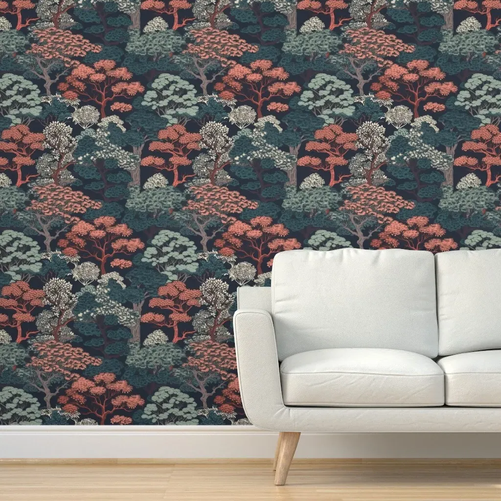 Japanese Tranquility Garden Endless Forest Peel and Stick Wallpaper - Dark Teal product