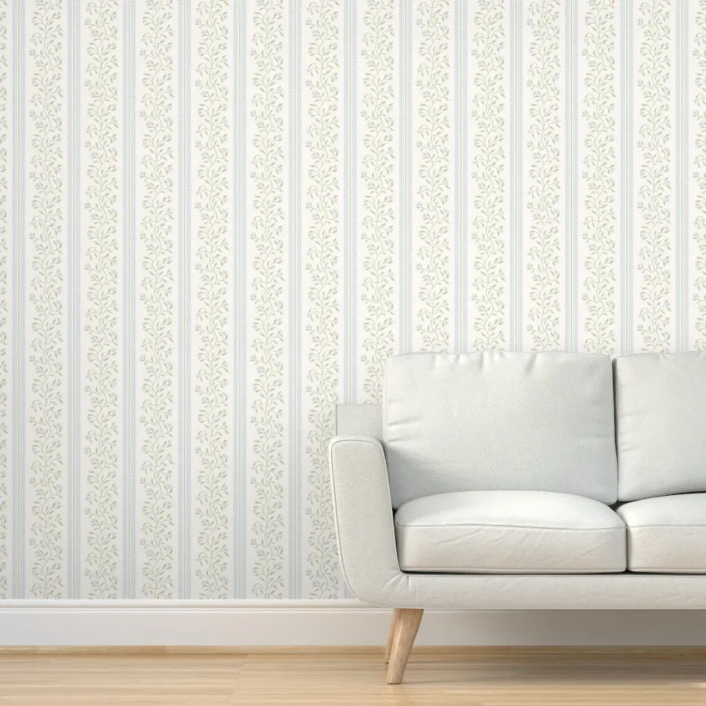 Jasmine Floral Vine Stripe Peel and Stick Wallpaper - Blue Green product