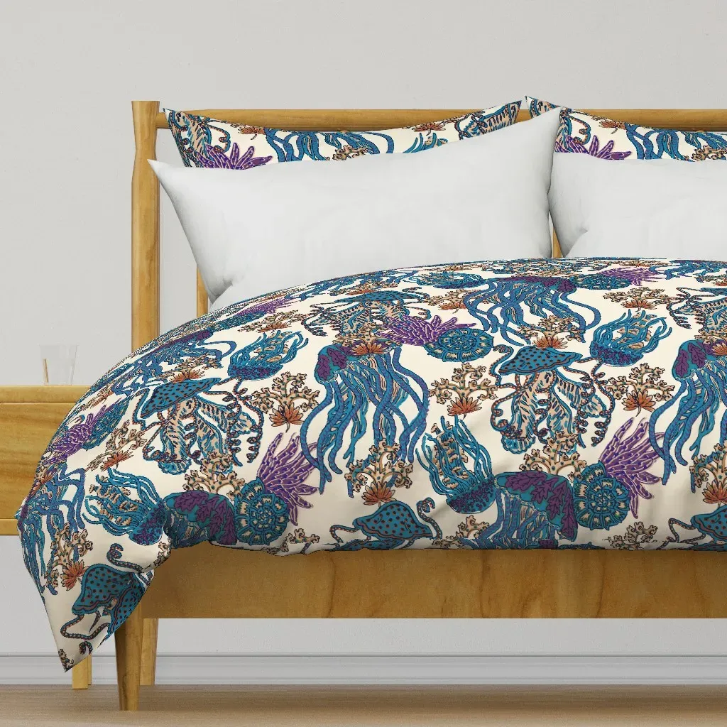 Jellyfish And Shells Large Duvet Cover - Teal product