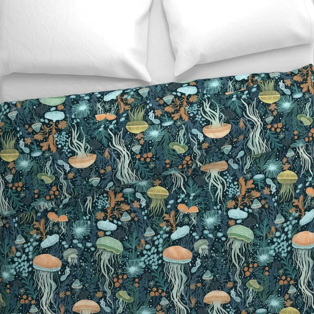 Jellyfish Large Duvet Cover - Teal alternate view
