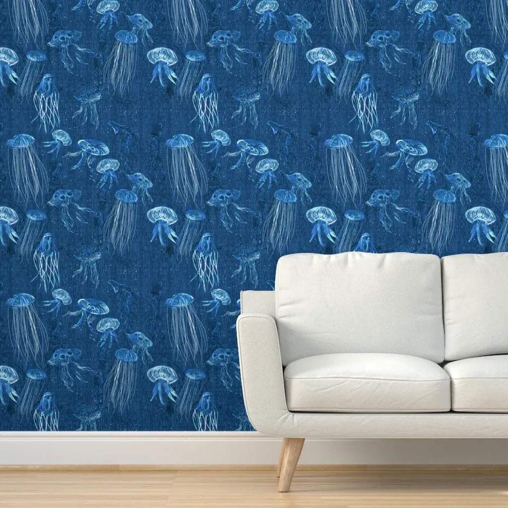 Jellyfish Peel and Stick Wallpaper - Classic Blue Navy product
