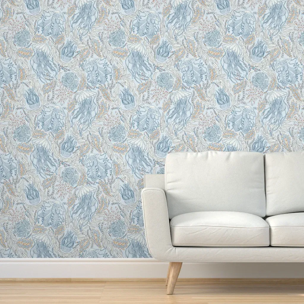 Jellyfish Serene Neutral Peel and Stick Wallpaper - Light Blue product