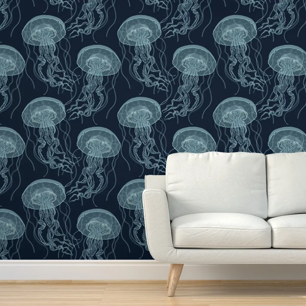 Jellyfish Small Scale Peel and Stick Wallpaper - Light Teal product