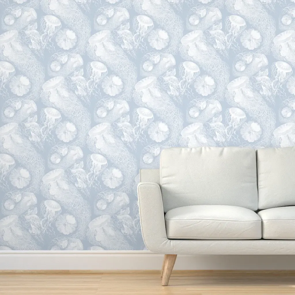 Jellyfish Versailles Fog Peel and Stick Wallpaper - Blue, White product