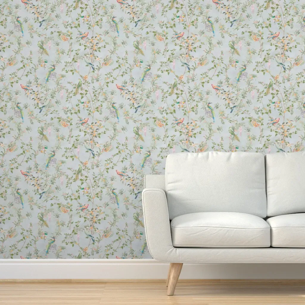 Jenn Floral Chinoiserie Peel and Stick Wallpaper - Muted Blue product
