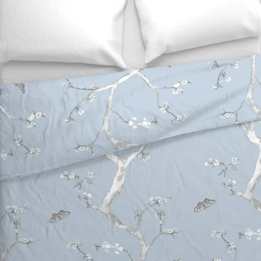 Jenny Cherry Blossoms Duvet Cover - Light Blue alternate view