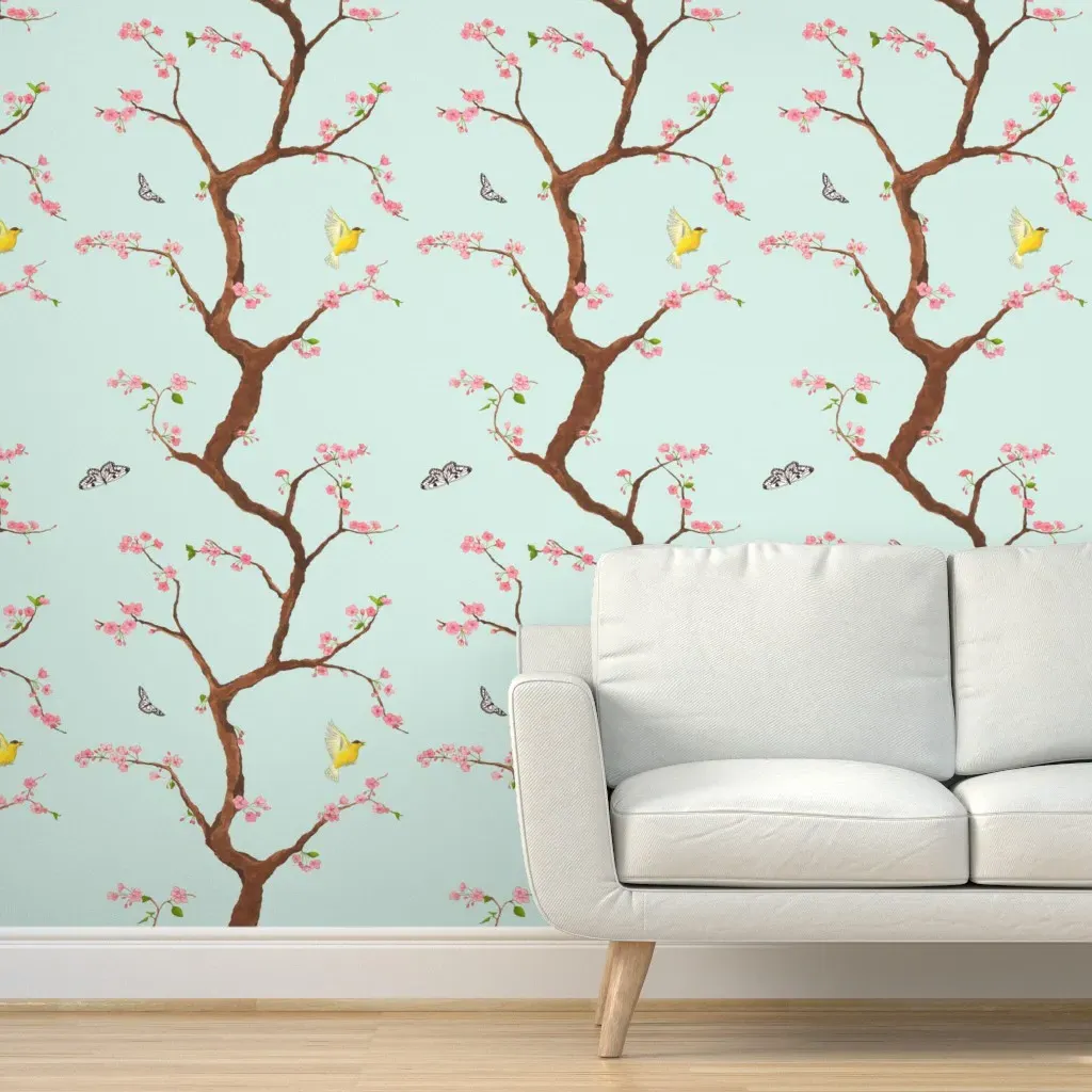 Jenny Cherry Blossoms Peel and Stick Wallpaper - Mint product