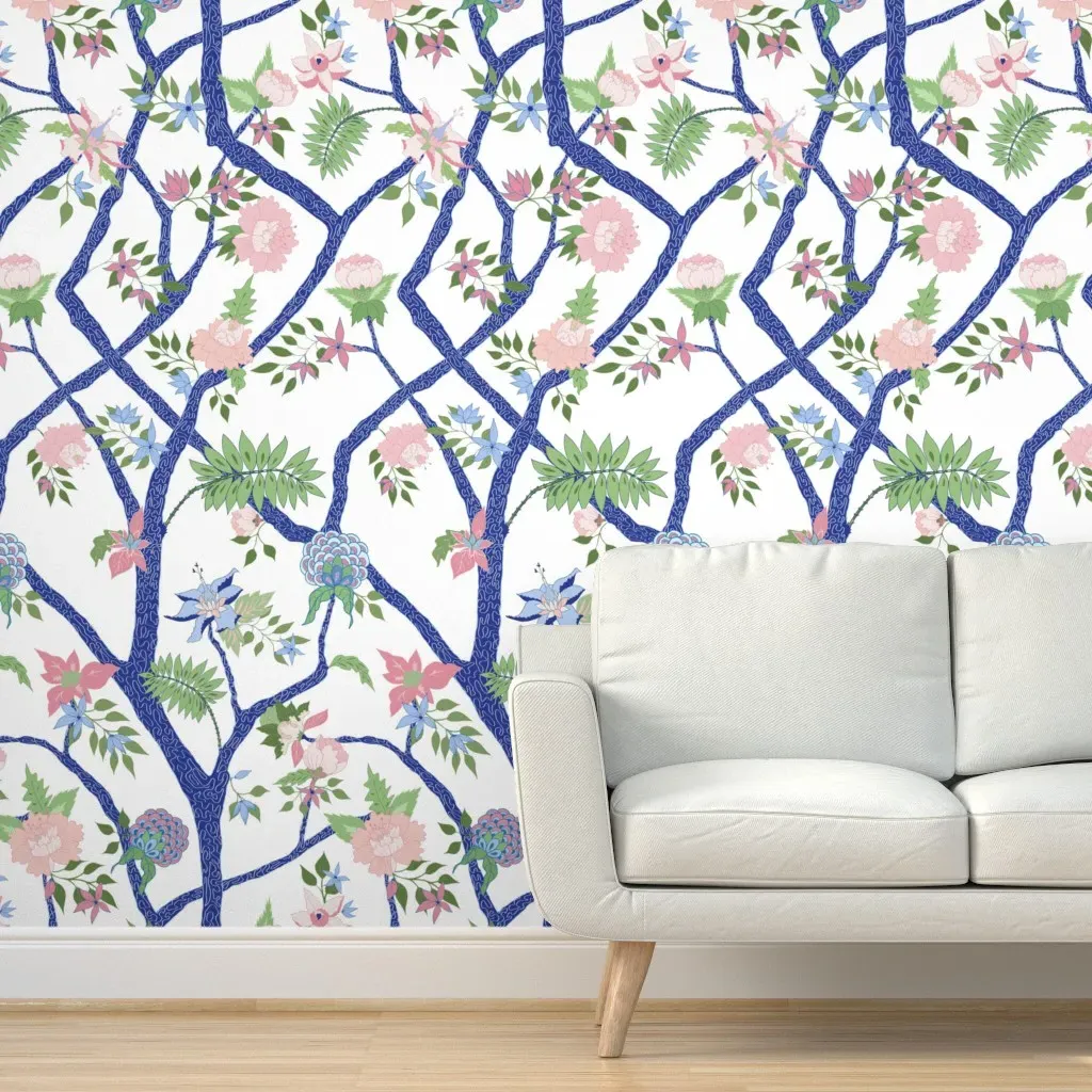Jenny H Peony Branch Peel and Stick Wallpaper - Dark Blue product