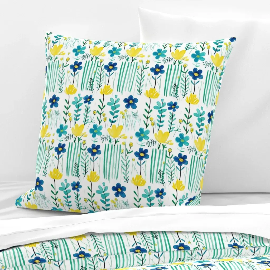Jenny's Happy Place Euro Pillow Sham - Blue, Wildflowers product