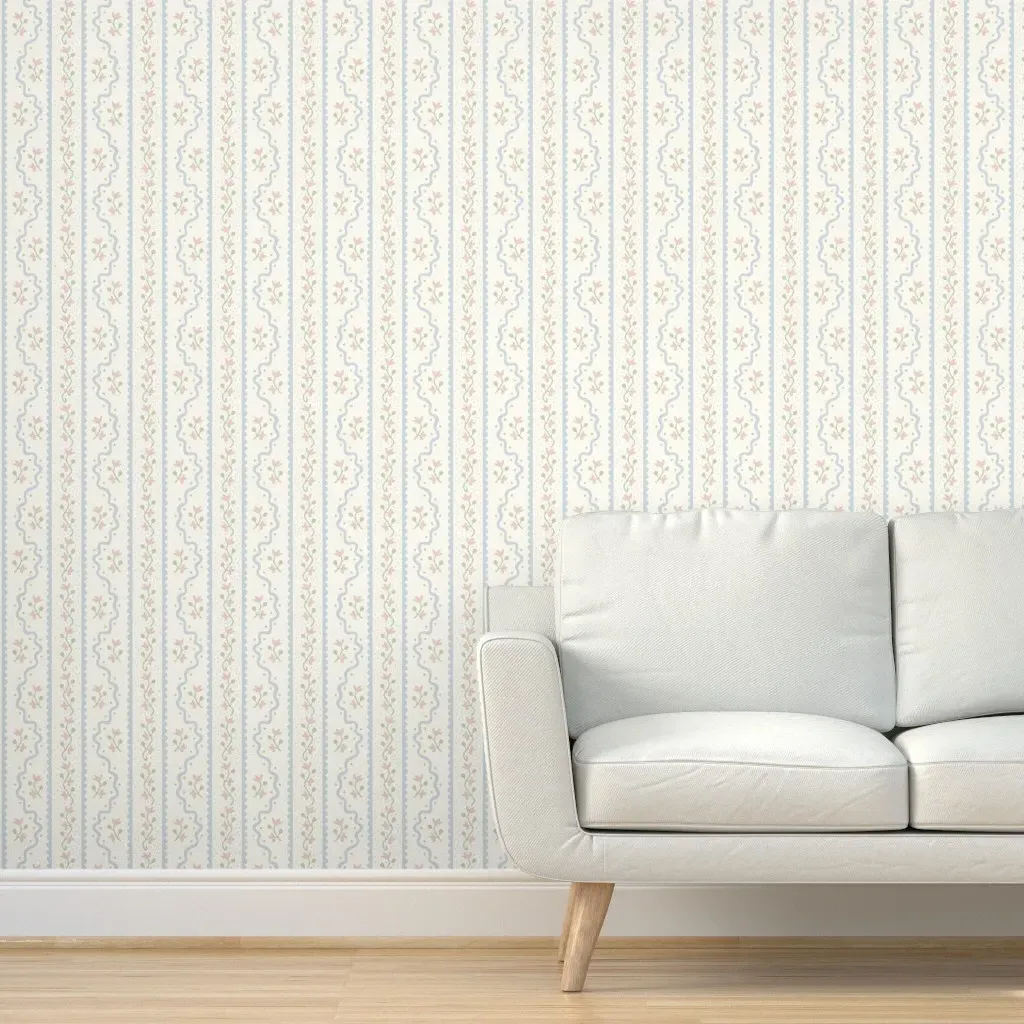 Jessica Wavy Floral Stripe Peel and Stick Wallpaper - Pink product