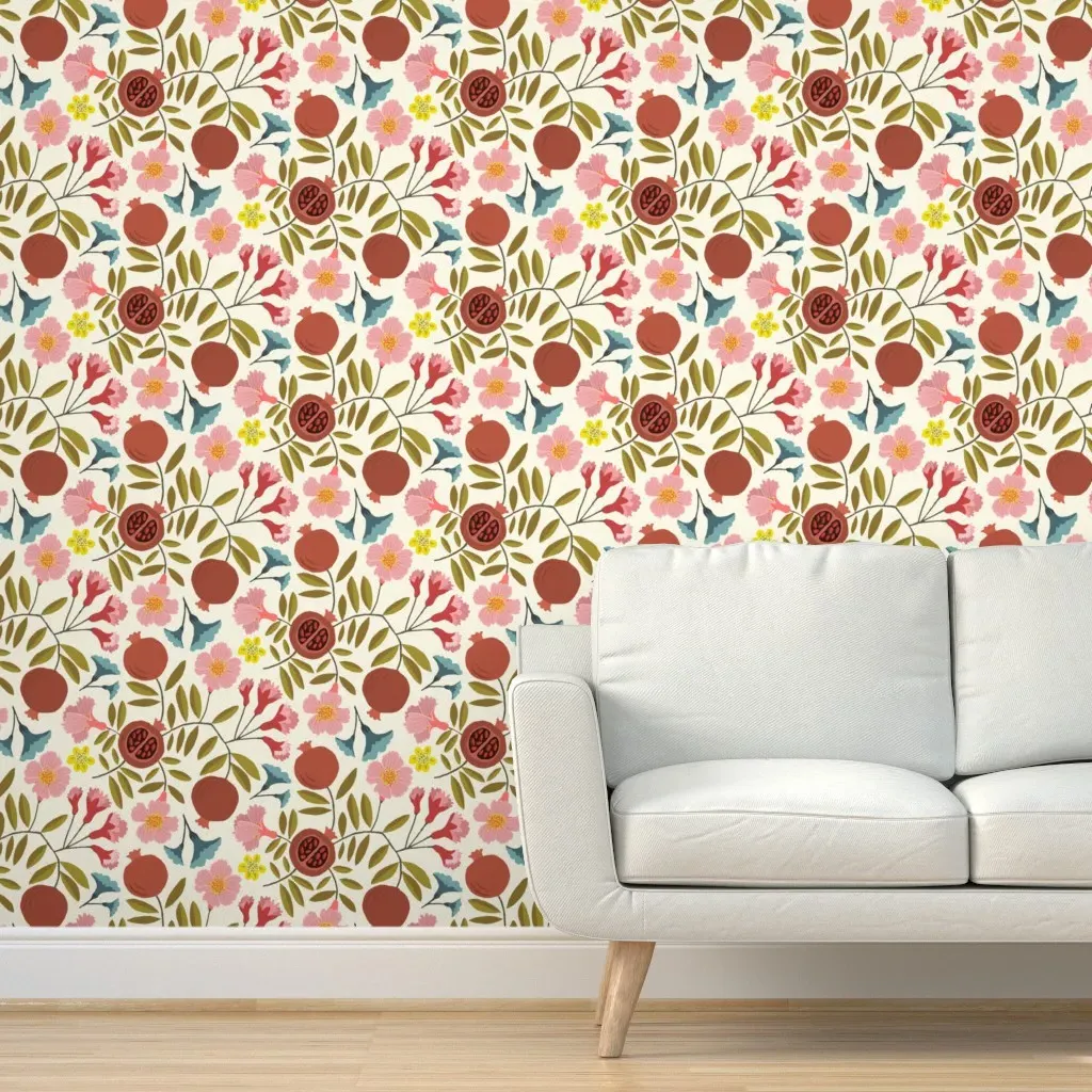 Jessica's Pomegranates Peel and Stick Wallpaper - Cream product
