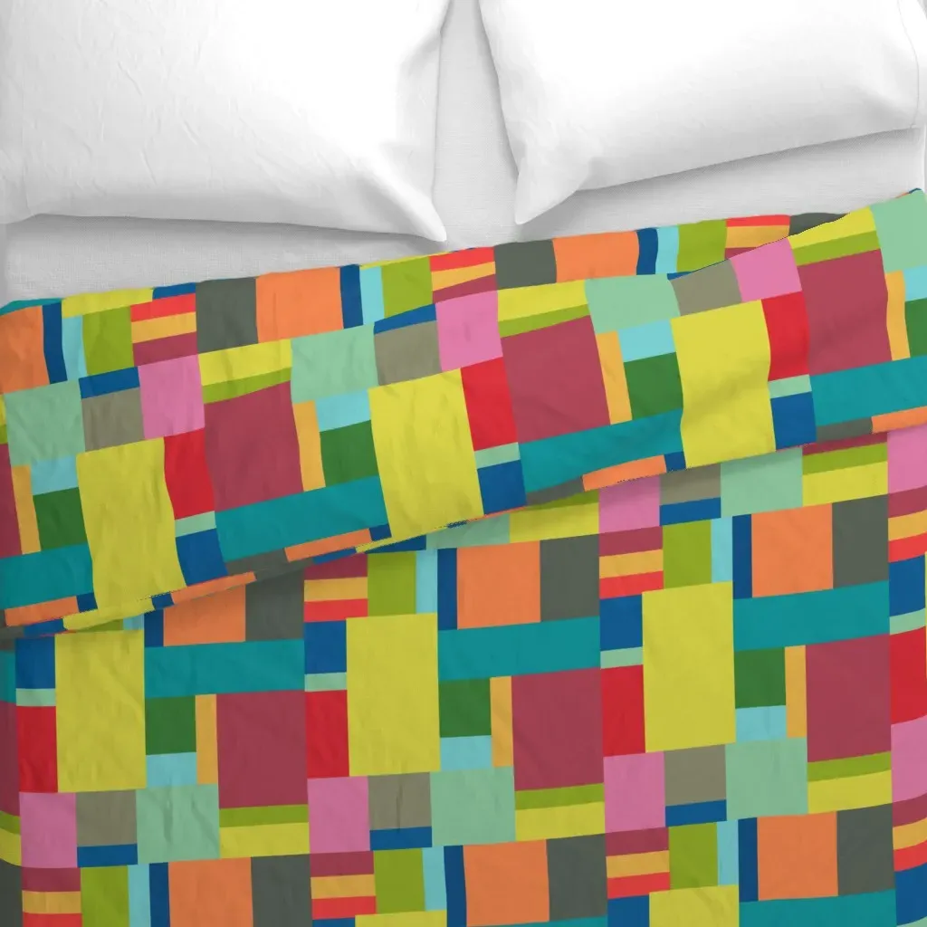 Jewel Tone Color Block Duvet Cover - Yellow-Green alternate view