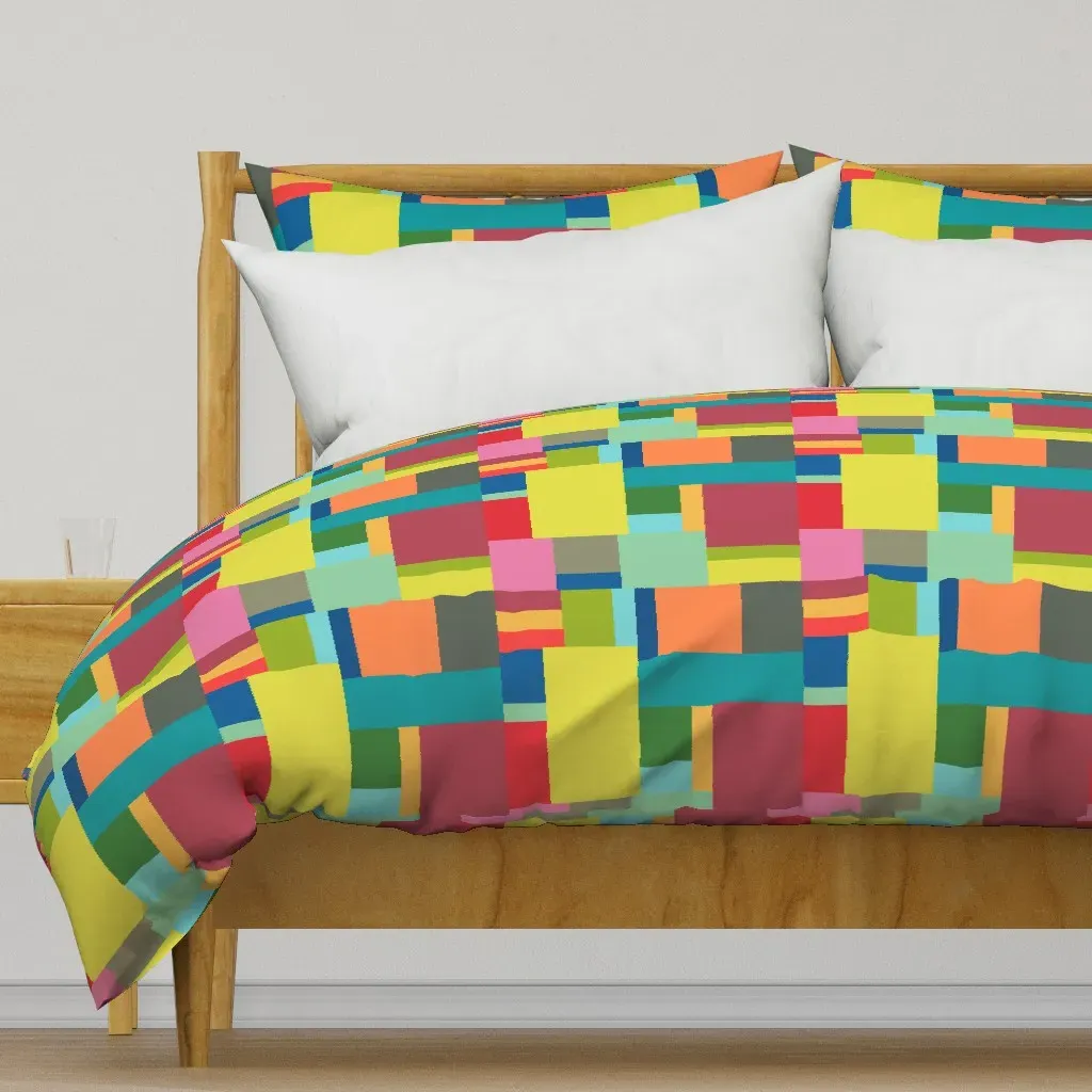Jewel Tone Color Block Duvet Cover - Yellow-Green product